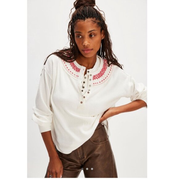 We The Free Tops - NWT-We the Free Holly Henley - Ivory Combo - M